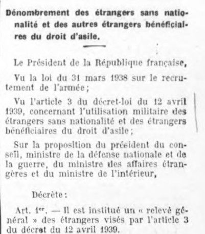 Décret du 20 juillet 1939