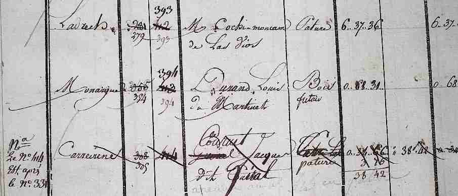 Exemple d'un état de sections barré