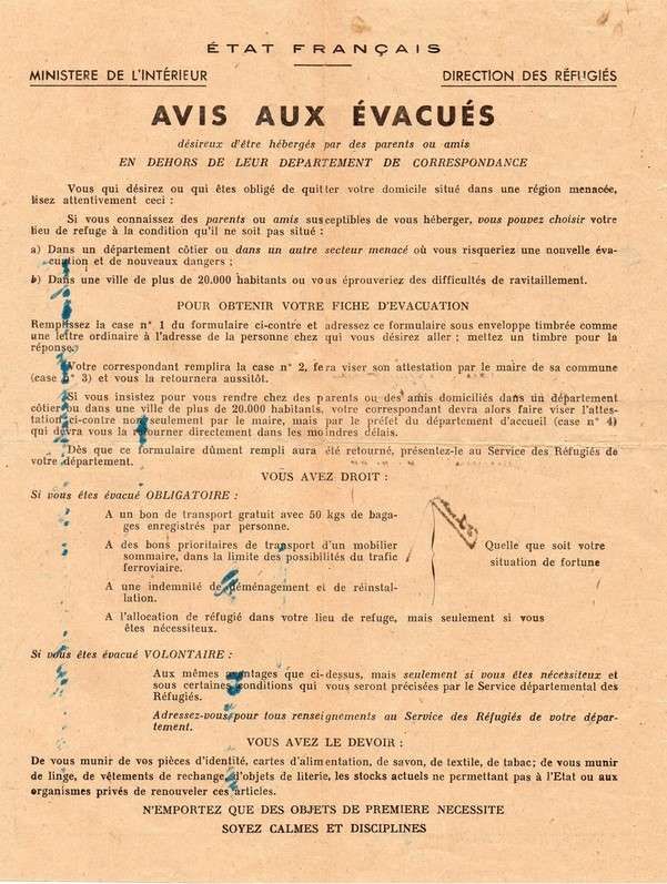 Avis aux évacués