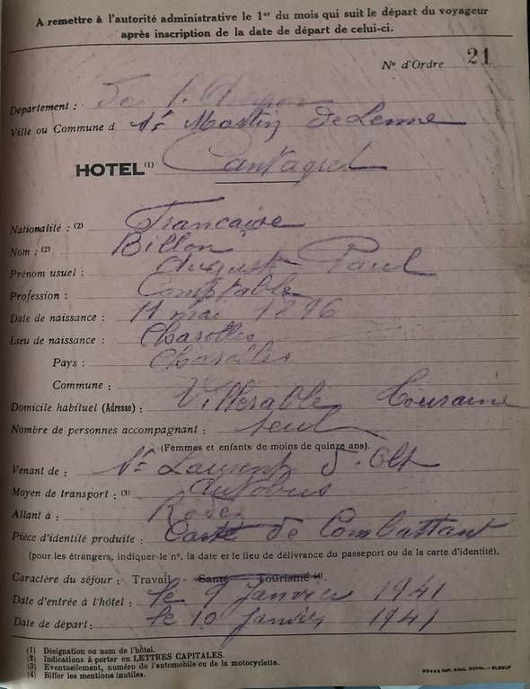 Feuille de registre