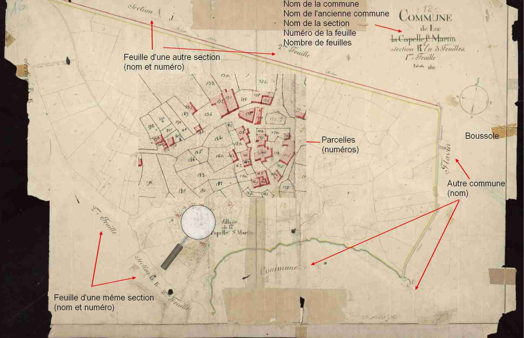 Détail d'une feuille de section du cadastre