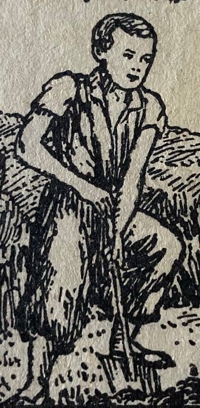 Jeune homme bêchant