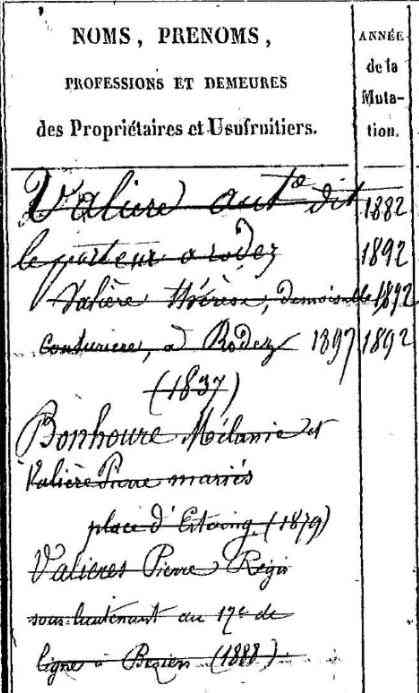 Exemple de plusieurs propriétaires pour un même compte du cadastre (matrice foncière)