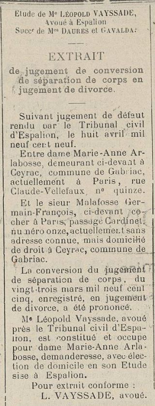 Conversion d'une séparation de corps en divorce