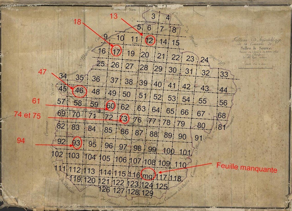 La commune de Salles la Source a un découpage linéaire de ses sections.