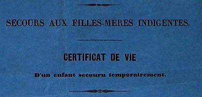 Extrait d'un certificat de vie d'un enfant secouru