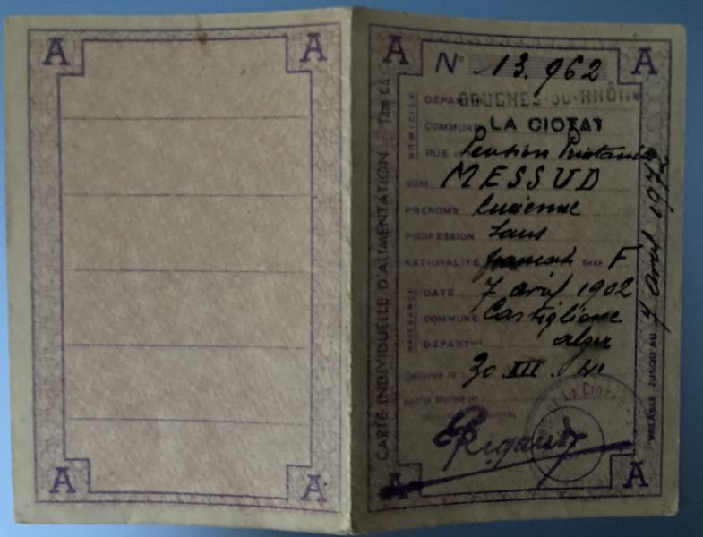 Carte d'alimentation 1941