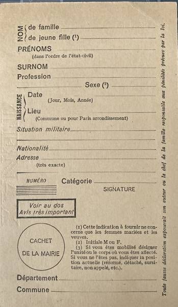 Demande carte alimentation