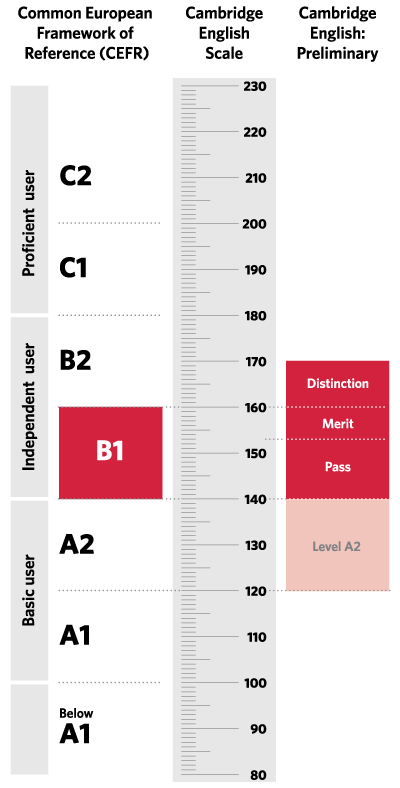 Grafico de puntuacion para PreliminaryPET B1 Cambridge