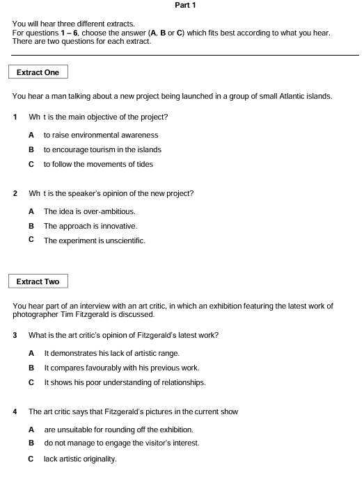 C2 Proficiency Cambridge Listening Part 1