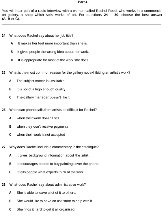 FCE B2 Listening Part 4 1