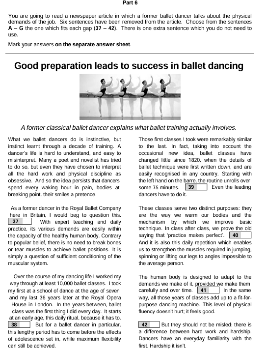 FCE B2 Reading Part 6