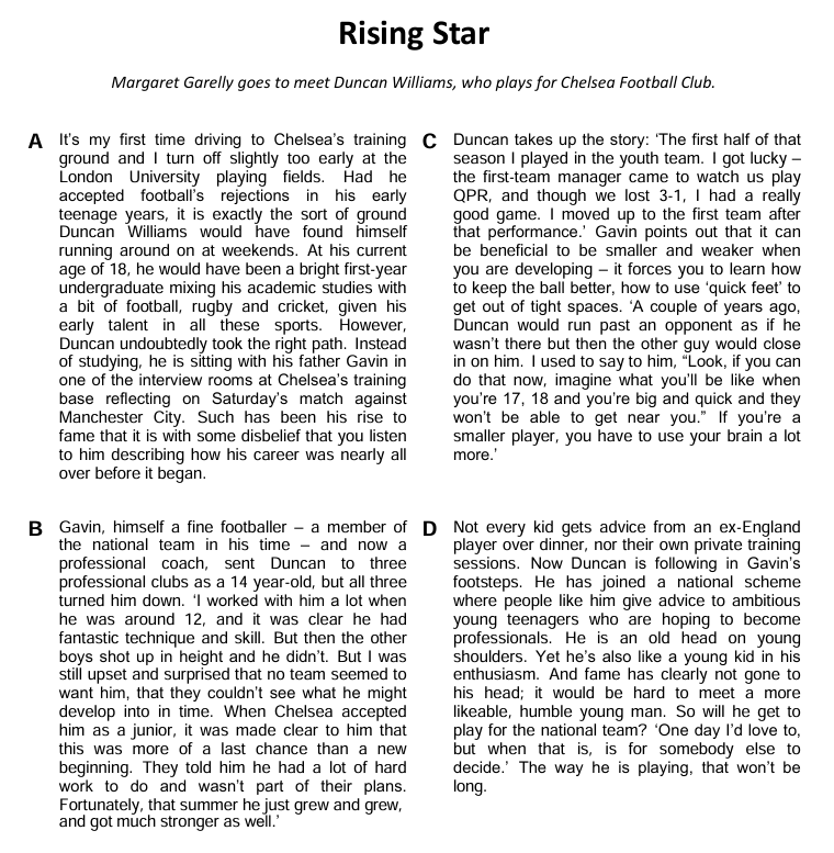 FCE B2 Reading Part 7