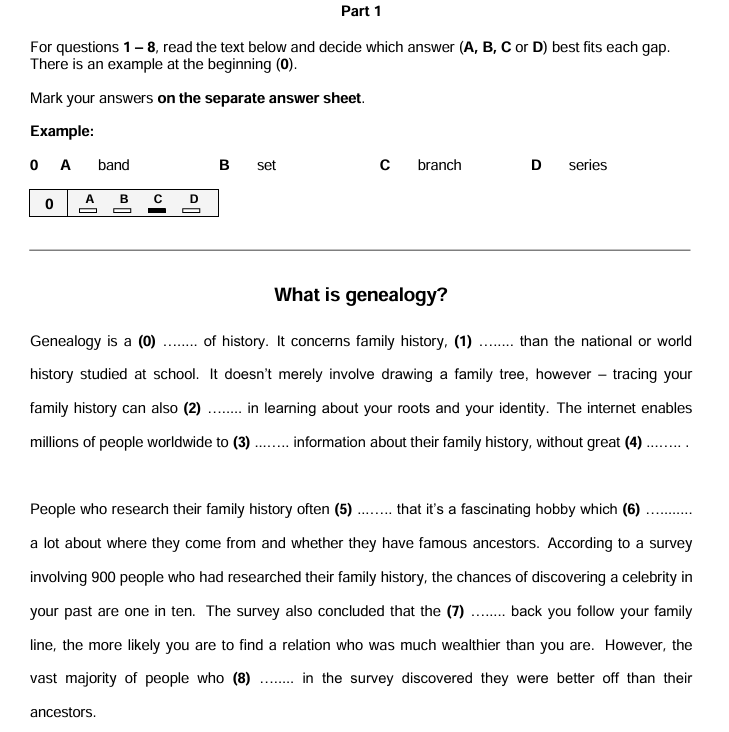 FCE B2 Use of English Part 1