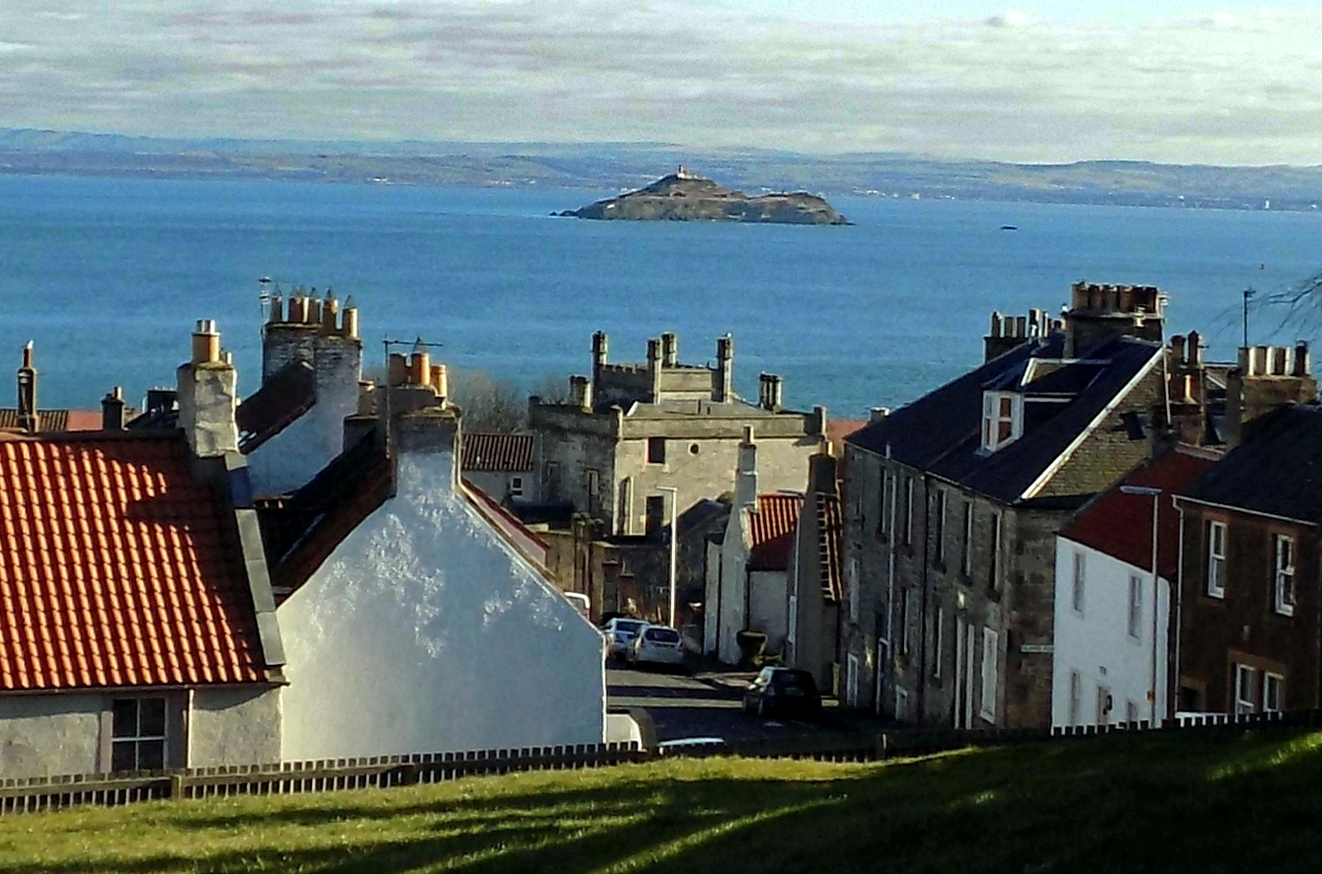 Mike Gilbert above North Overgate looking out over Inchkeith to Edinburgh in 2018