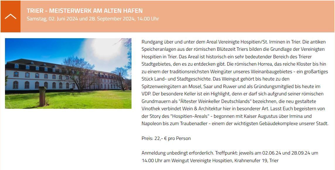Meisterwerk Römer Trier Horrea Antike Irminen Vereinigte Hospitien Mosel Wein
