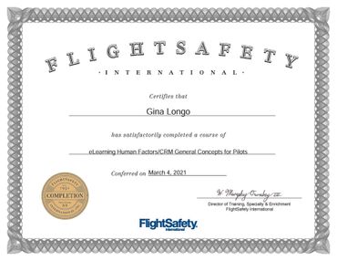 FlightSafety International CRM Certificate