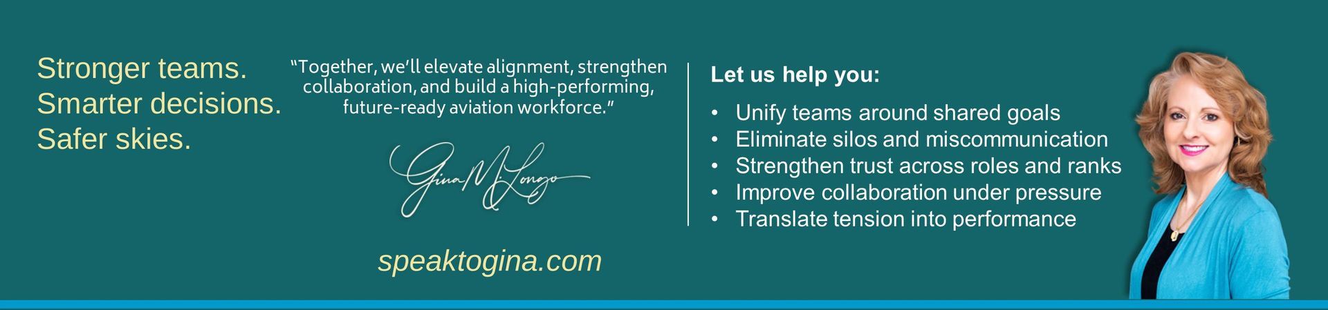 Gina M. Longo: Team Performance Trainer & Facilitator for the Aviation Industry