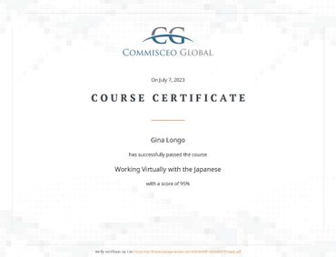Working Virtually with the Japanese Course Completion Certificate