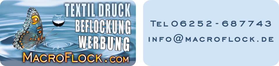 MacroFlock Textildruck Beflockung Werbung Heppenheim Bergstraße Hessen