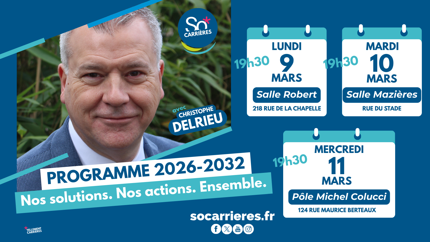 Réunions publiques - Christophe DELRIEU et l'Équipe SoCARRIÈRES