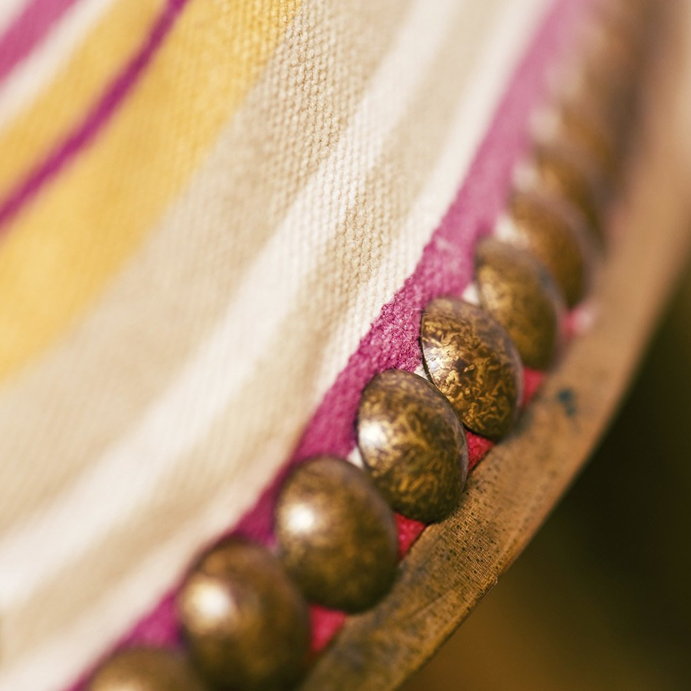 coloured stripe fabric on upholstery item