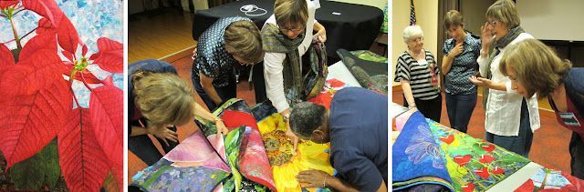 Andrea’s stunning Christmas quilt (left) was among the many works that DAFA members and guests admired and discussed with her after the program.