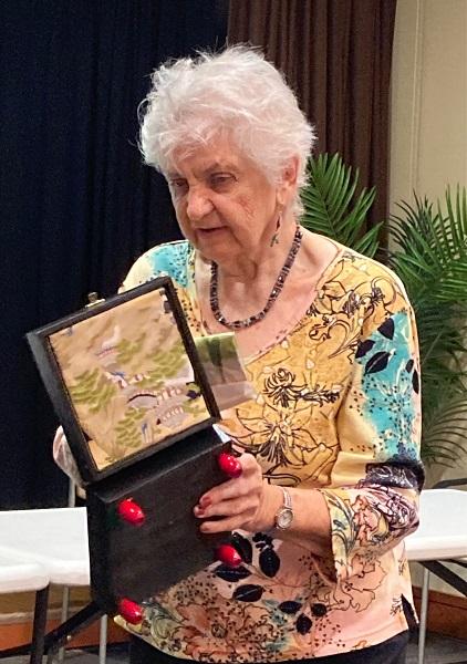 Carol Kovacs, Japanese Challenge tea chest with detail, 2022.