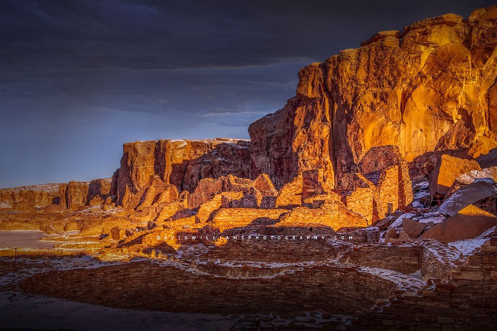 Sunrise over the Chaco Canyon Indian Ruins, New Mexico