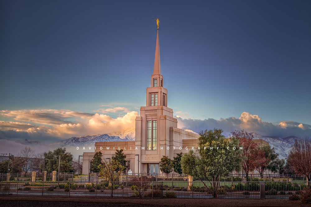 A winter sunrise at the Gila Valley LDS Temple, Arizona