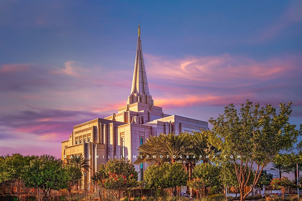 Colorful skies above the Gilbert LDS Temple in Gilbert, Arizona Beautiful Skies at the Gilbert Latter Day Saint Temple, Gilbert, Arizona