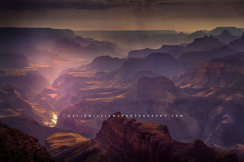 A fog filled sunset at Lipan Point Lookout, Grand Canyon National Park, AZ