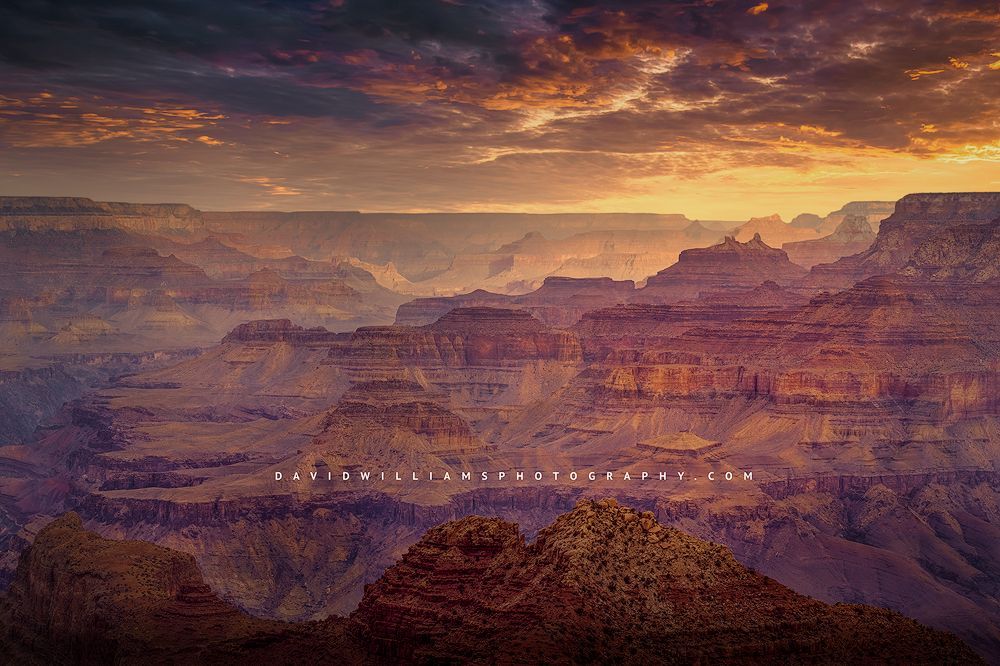 Colorful sunset at Lipan Point Lookout, Grand Canyon National Park, AZ