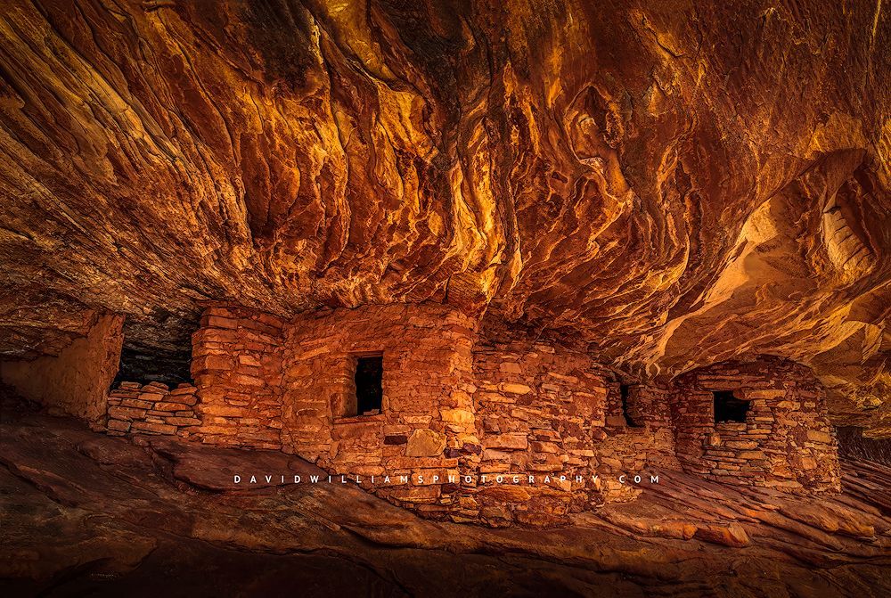 The morning sun at House on Fire Anasazi Indian Ruin, Ut