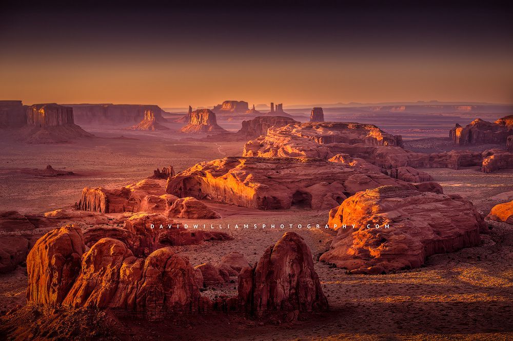 Sunset from the top of Hunts Mesa, Monument Valley, Utah