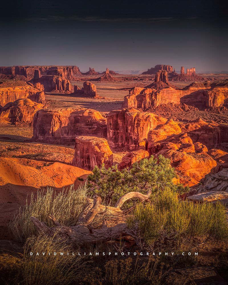 A sunrise view from the top of Hunts Mesa, Monument Valley, Arizona