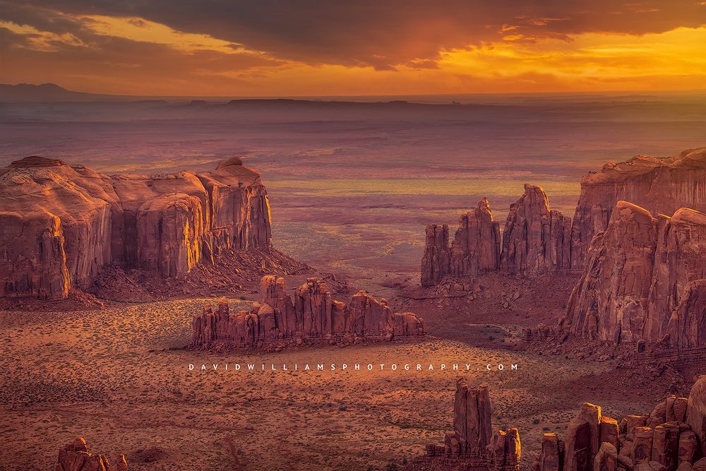 Sunset taken from the top of Hunts Mesa, Monument Valley, Utah