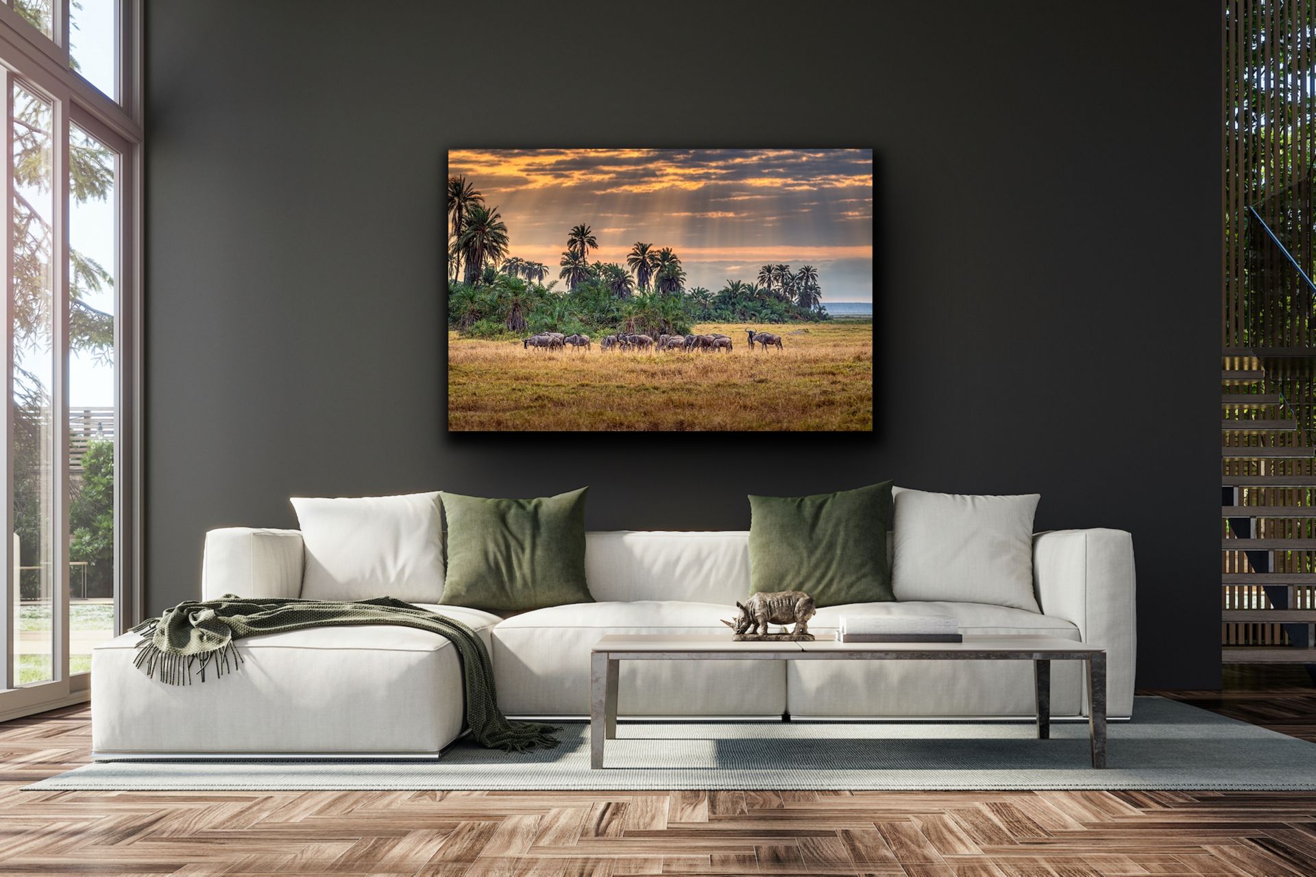 Example of an image named Wildebeest Jungle D855364 on a wall of a modern home