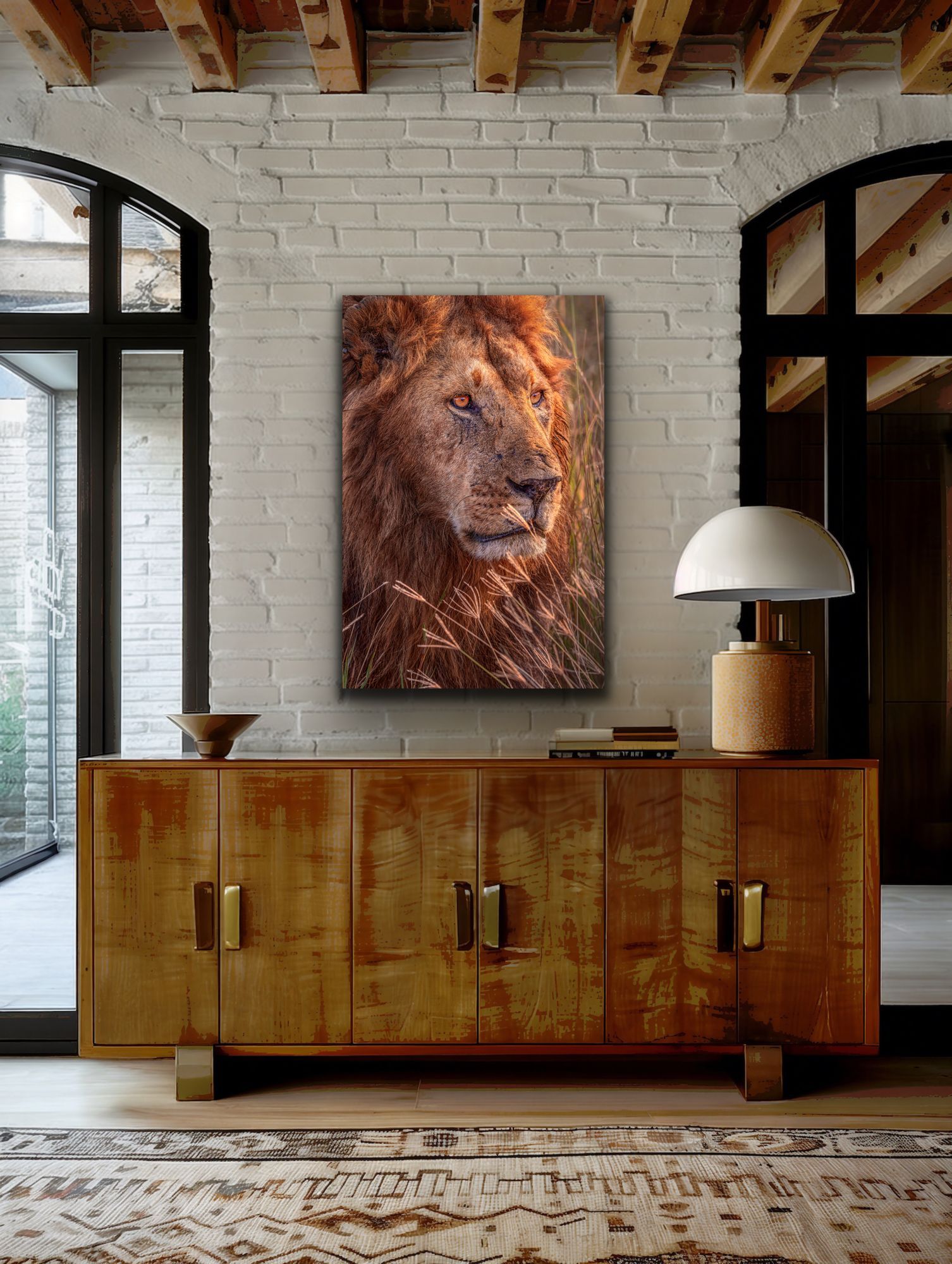 Image info: #Lion S NZ94289 African Lion – fine art print displayed in modern home.