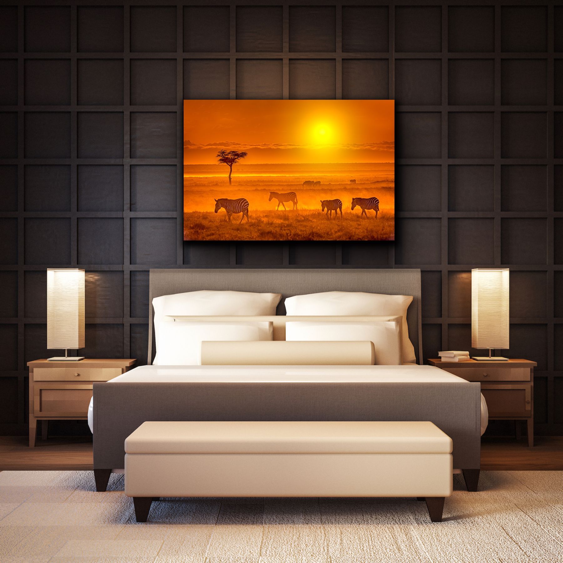 Example of image #Amboseli Sunset D854586 in a bedroom of a modern home