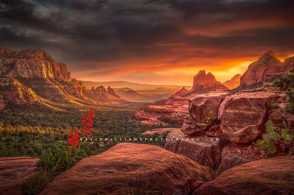 Sunset over red rock country from Schnebly Hill Road, Sedona, Arizona Sunset from Schnebly Hill Road, Sedona, Arizona