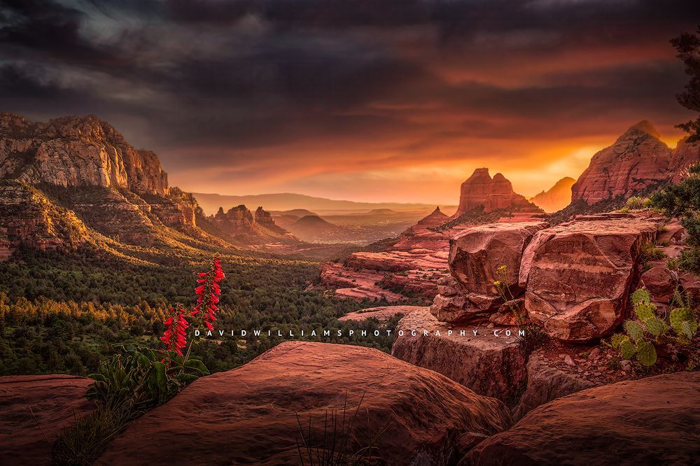 A colorful sunset from top of Schnebly Hill Road, Sedona Az