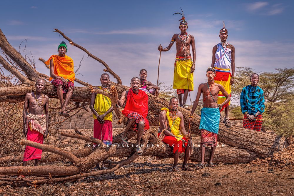 10 Traditional Maasai warriors in tribal clothing, Kenya, Africa