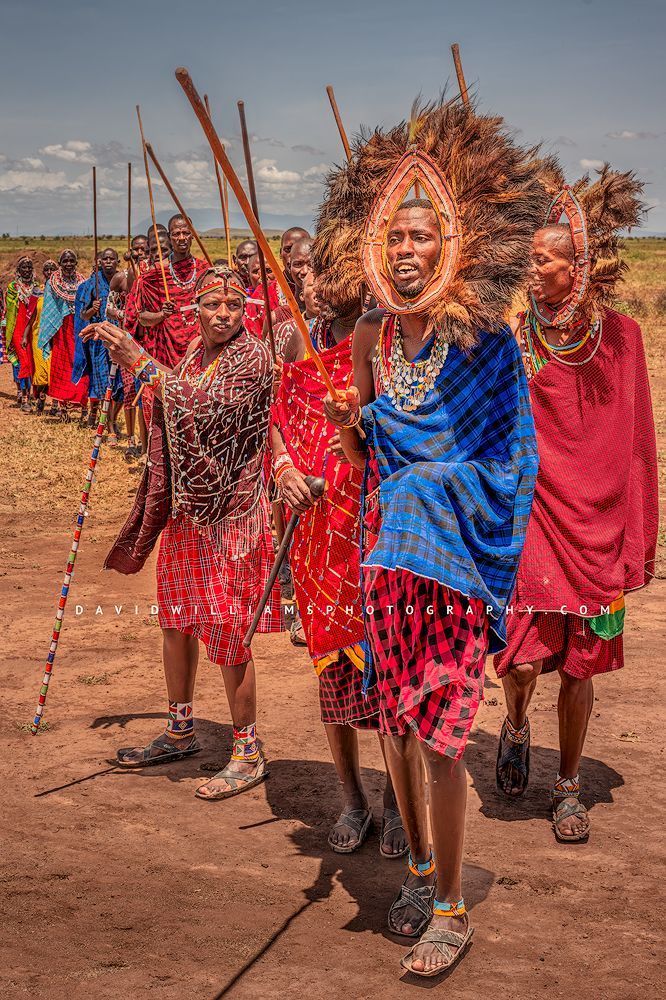 Traditional Maasai people in tribal clothing, Kenya, Africa
