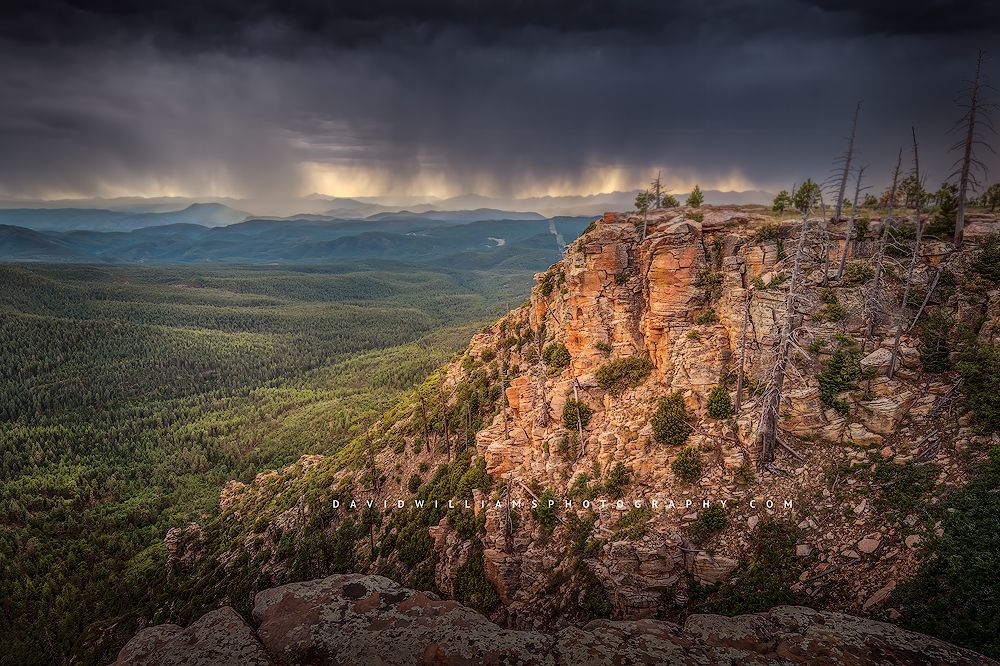 A colorful storm is brewing at sunset, Mogollon Rim, Colorado Plateau AZ
