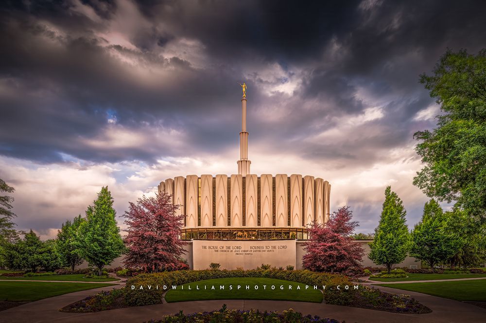 Colorful sunrise, Provo LDS Temple, Utah