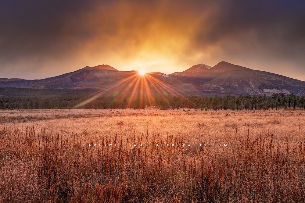 A fiery sunset at San Francisco Peaks, Mt Humphries, AZ