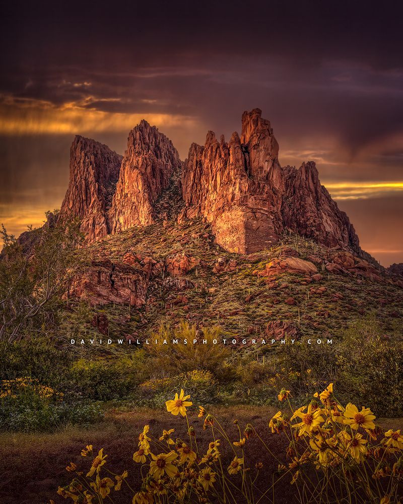 Vivid skies at sunset, Superstition Mountains, Arizona