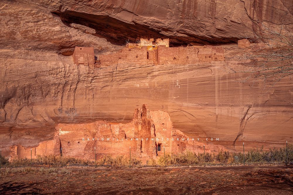 The morning sun on White house Ruin, an Anasazi dwelling, Canyon De Chelly, AZ