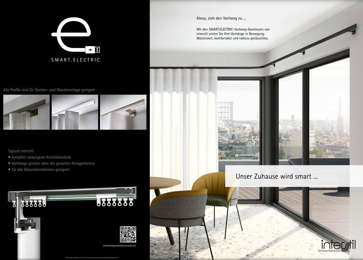 SMART.ELECTRIC präsentiert interstil eine brandneue Kollektion, deren motorisierte Vorhangsysteme interstil-smart-electric